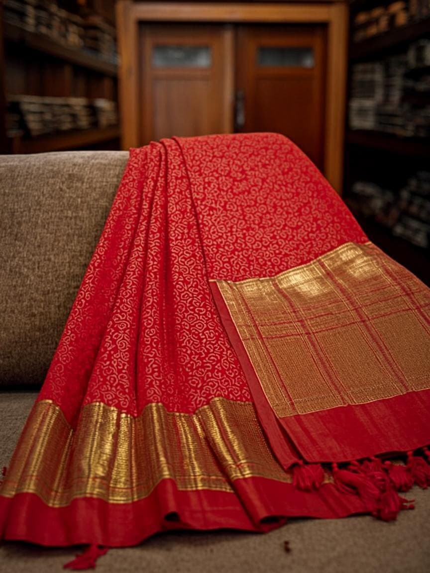 Regal Red Kanjivaram Saree - Designer Saree at House of Radhya Kharar