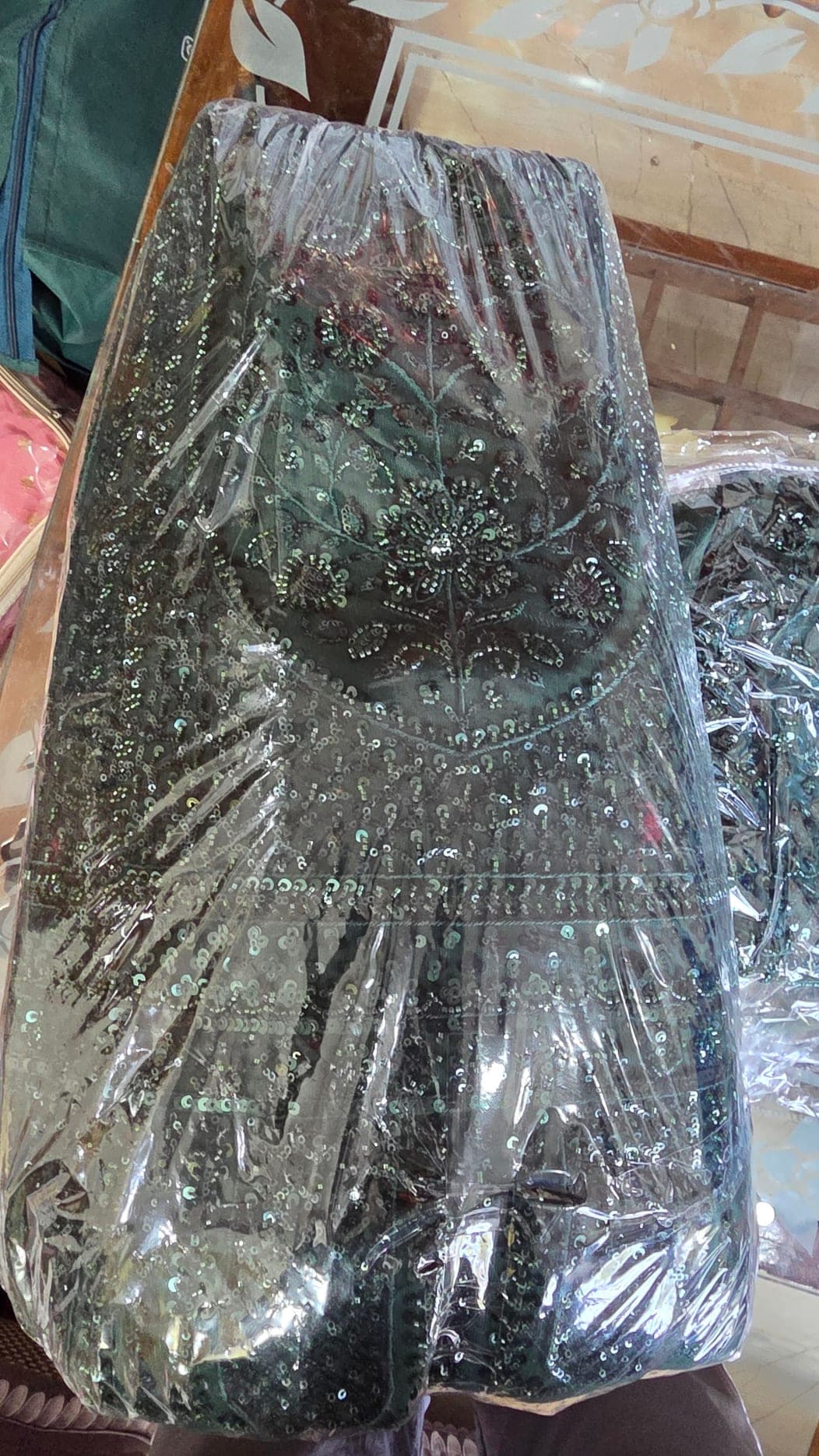 Bottle Green SequiRegal Bottle Green Lehenga with Dazzling Sequin Work & Heavy Hand n Lehenga with Heavy Hand Embroidery - Lehenga at House of Radhya Kharar
