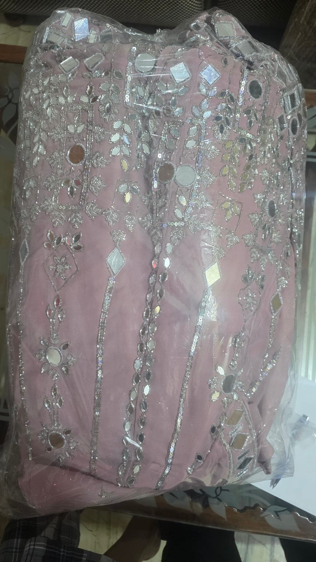 Peach Elegance Lehenga with Exquisite Mirror Work & Hand Embroidery - Lehenga at House of Radhya Kharar