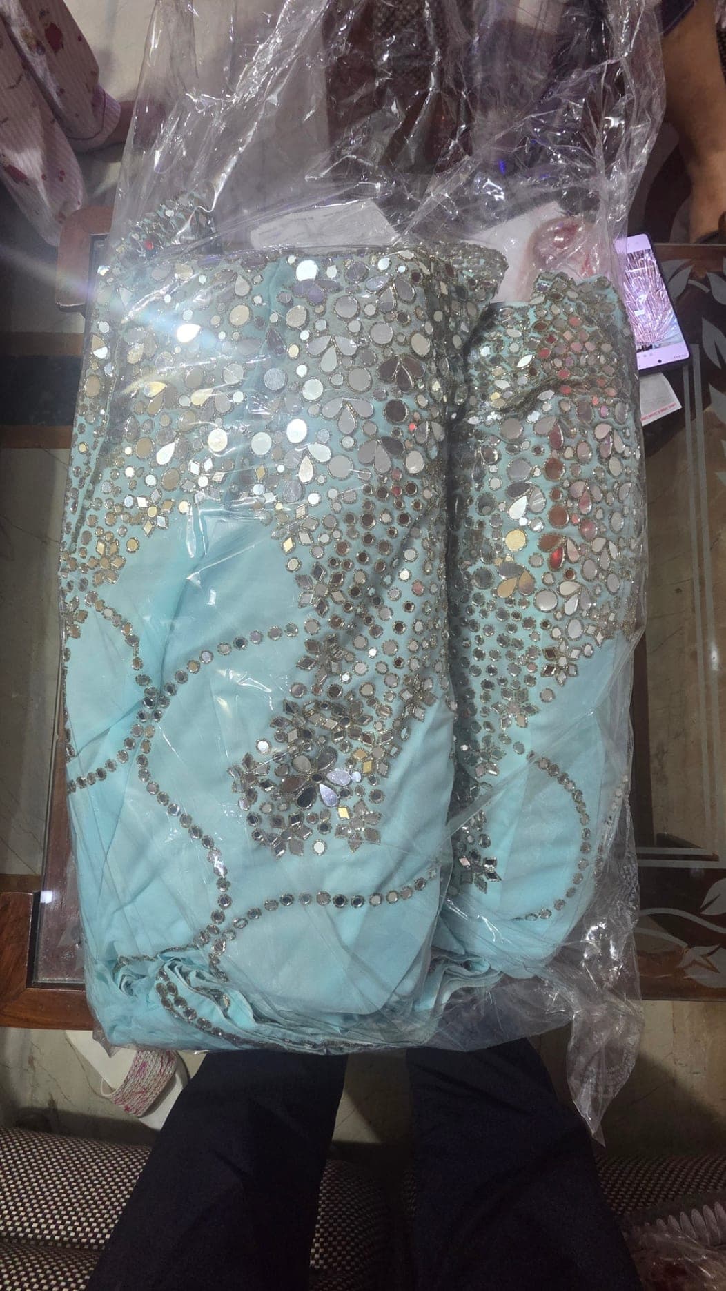 Dreamy Sky Blue Lehenga with Exquisite Sheesha Work & Hand Embroidery - Lehenga at House of Radhya Kharar